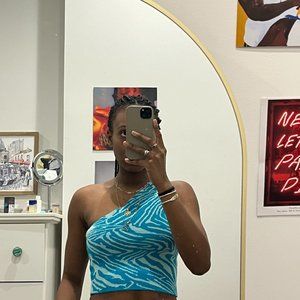Blue one shoulder top